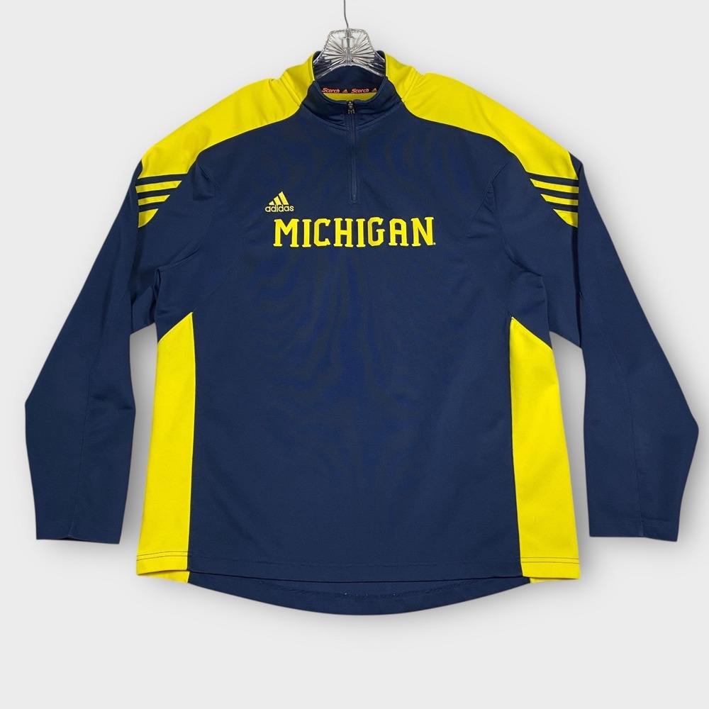 Adidas Scorch ClimaLite Michigan Wolverines 1/4 Zip Men's Large Blue Yellow